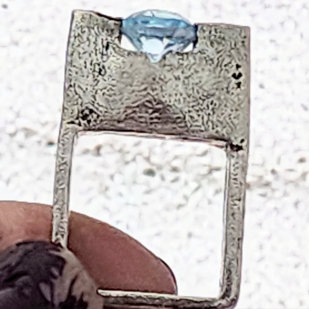 BRUTALIST HANDMADE AQUAMARINE SQUARE RING MADE WITH STERLING SILVER SZ 6